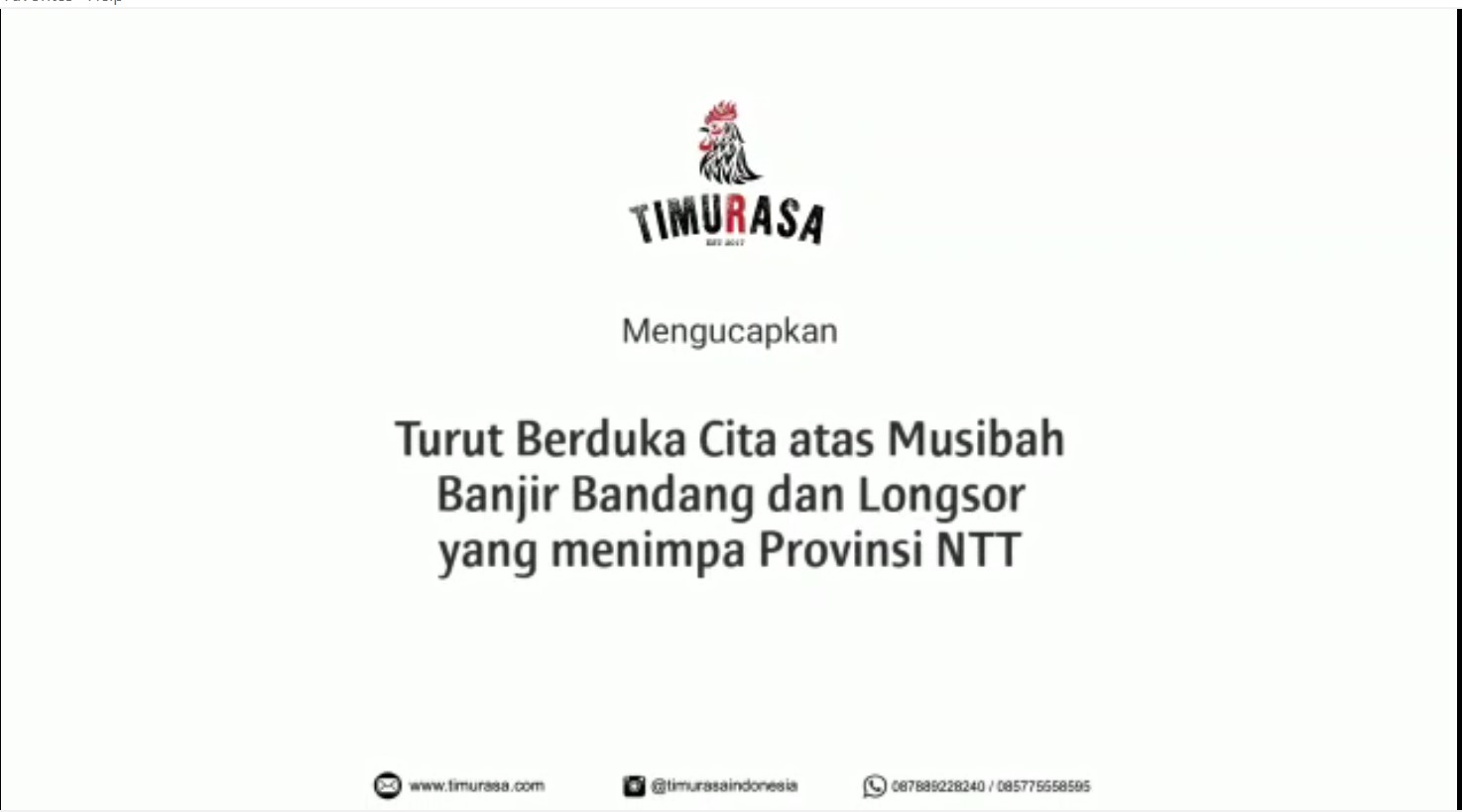 Turut Berduka Untuk Bencana Banjir Bandang Yang Menimpa Provinsi NTT 